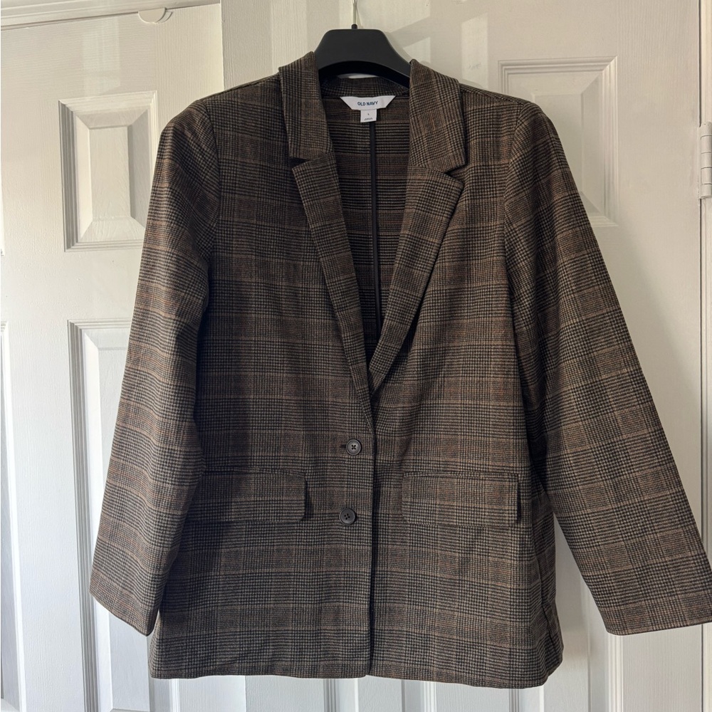 Old Navy Brown Plaid Tailored Blazer